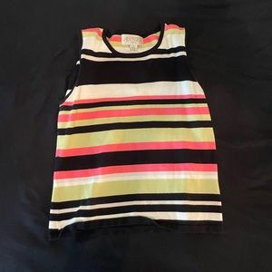Casual Corner Black/ Pink/White/Green stripped tank top
